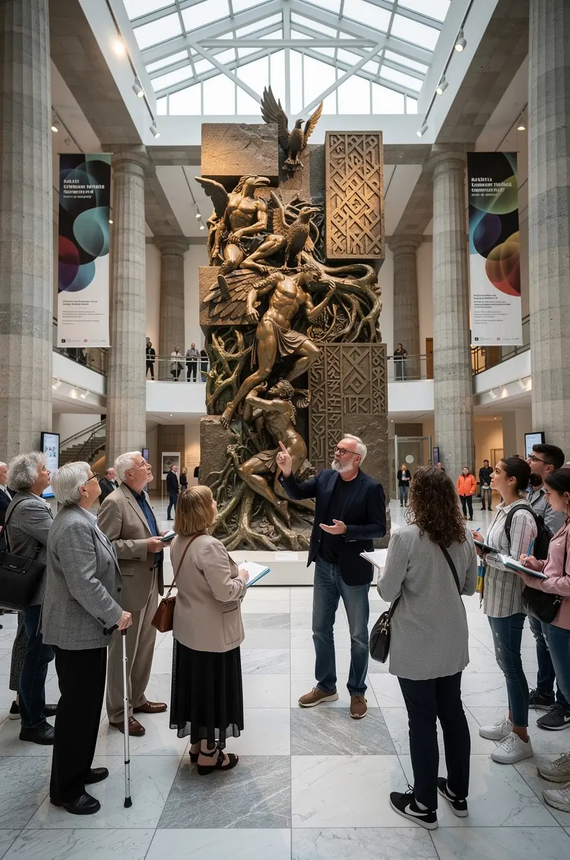 Geführte Wandergruppe auf einem Kulturweg entlang historischer Sehenswürdigkeiten und landschaftlicher Highlights